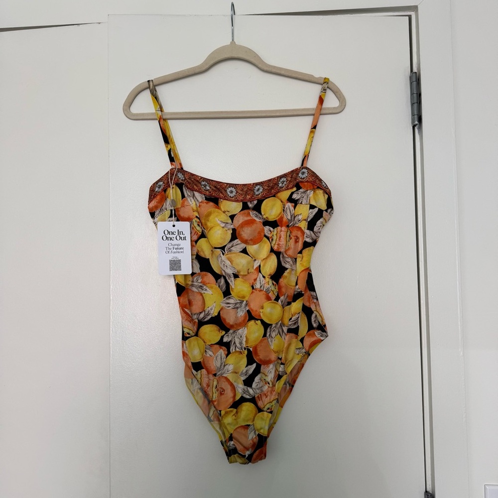 Dolce & Gabbana 1998 Sicily Orange Yellow Fruit One Piece Swimsuit